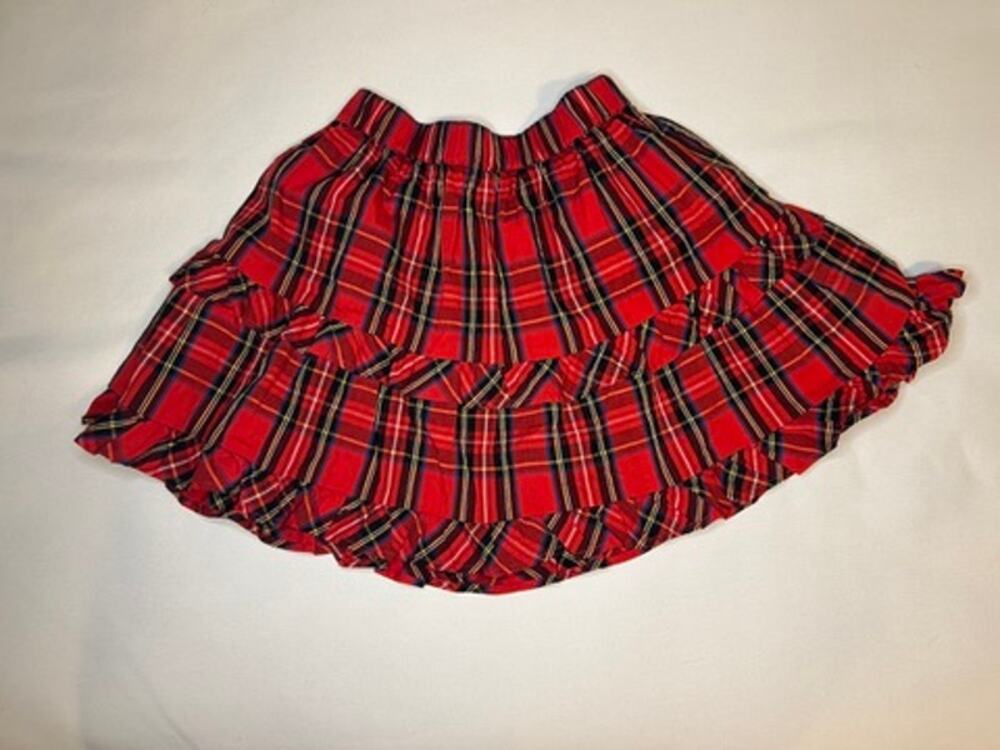 Crewcuts Girls Size 10 Red Tartan Plaid Tiered Ruffle Skirt NWT Holiday